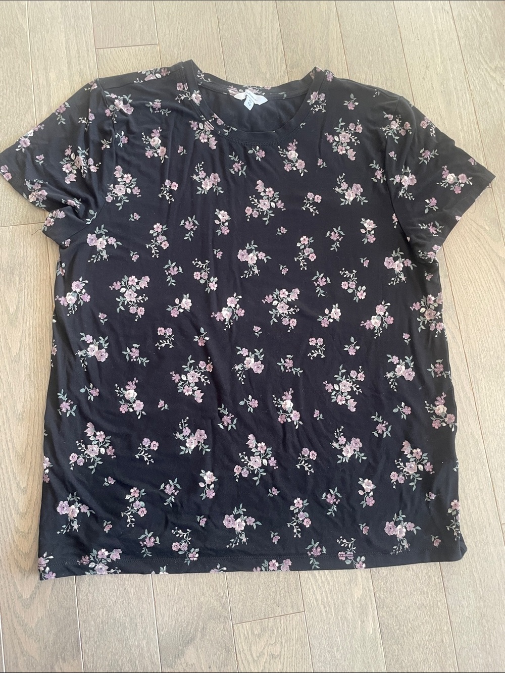 Black Floral Crewneck T-Shirt
